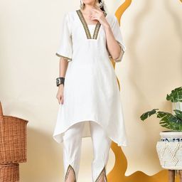 Myshka Floral Beads and Stones Kurta with Dhoti Pant-25