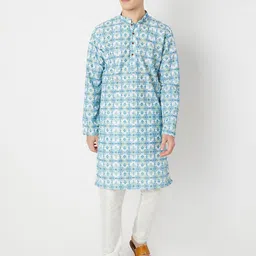 BELLAZO Ethnic Motifs Printed Mandarin Collar Straight Kurta-picture-10