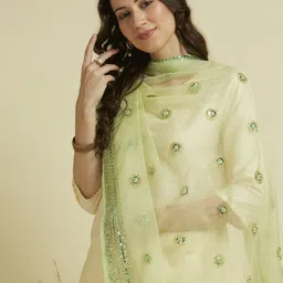 Dupatta Bazaar Embroidered Organza Dupatta with Zardosi & Sequins image 2