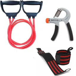 Set 3|Gun Hand Gripper1 Wrist Support Arm Band & Double Toning Tube for Exercise Fitness Accessory Kit Kit-image-61