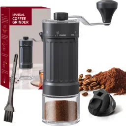 Coffee Grinder Adjustable Ceramic Burr Moka Espresso 2 Cups Coffee Maker-image-21