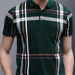 Men Checkered Polo Neck Cotton Blend Multicolor T-Shirt-image-67