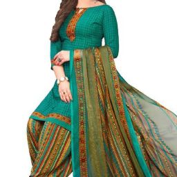 Unstitched Crepe Salwar Suit Material Printed-image-41
