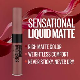 maybelline new york Sensational Liquid Matte Lipstick, NU07 Get Undressed, 7 g - Liquid Lipstick Shades Delivering Intense Matte Color Effect image 5