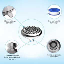 riversoft Mist Shower with SF-15 Pro Filter | 6 Modes, Water-Saving | Hard Water Softener Fixed Mount image 2