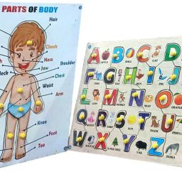 Body Parts And English Alphabet Wooden Puzzle For Kids, Pack Of 2-16