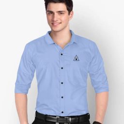 Men Slim Fit Solid Cut Away Collar Formal Shirt-image-45