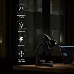 emmkitz BLACK Study lamp Students/Table lamp for Study/lamp for Study Study Lamp (23 cm, BLACK) Study Lamp image 4