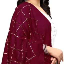 Pure Cotton Embroidered Maroon Women Dupatta-image-27