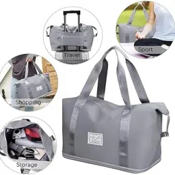 40 L Gym Duffel Bag - Travel folding duffle bag sports gym bag - Grey-image-70