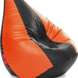 XXXL Premium Leatherette Classic Black Orange Color Teardrop Bean BagWith Bean Filling-picture-5