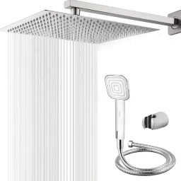 Shower 6 Inch with 12 Inch Square Arm Cubo Hand shower 1.5 meter Hose Pipe Fixed Mount-picture-21