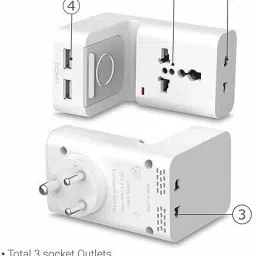 SAHU BY Cona Standy Multiplug 3+2 with USB - (White) - (Material -PC) - Unit 1 No. Smart Power Strip image 2