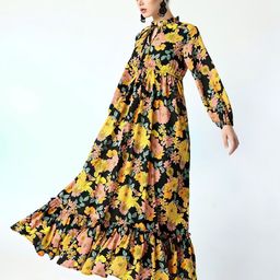 Raiyani Enterprise Women Floral Printed Fit And Flare Maxi Dress-picture-15
