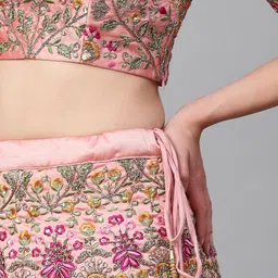 FABPIXEL Embroidered Thread Work Semi-Stitched Lehenga & Unstitched Blouse With Dupatta image 2