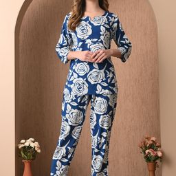 Bhoolft Floral Printed Notch Neck Pure Cotton Tunic With Trousers-image-45