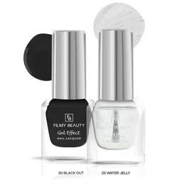 FILMY BEAUTY Set Of 2 Gel Effect Nail Polish- 10 ml Each- Black Out 30- Water Jelly 25-51