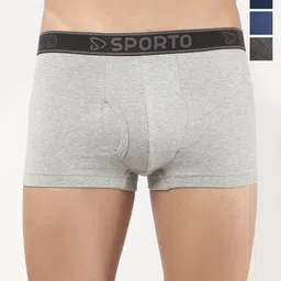 Sporto by Macho Pack Of 4 Mid Rise Combed Cotton Short Trunks-picture-18
