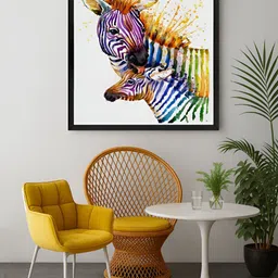 999Store Grey & Yellow Zebra Wildlife Canvas Wall Art-16