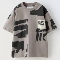 Alan Jones Boys Abstract Printed Round Neck Cotton Relaxed Fit T-shirt-27