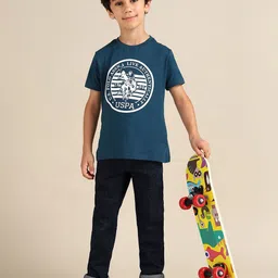 U.S. Polo Assn. Kids Boys Brand Logo Printed Pure Cotton T-shirt-picture-31