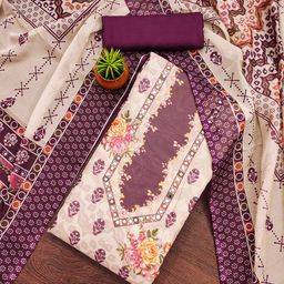 SAINOOR Floral Printed Mirror Work Organza Semi-Stitched Dress Material-picture-9