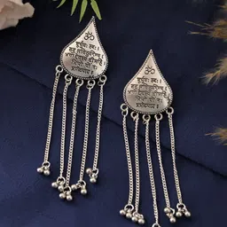 Silvermerc Designs Silver-Plated Diamond Shaped Artificial Beaded Drop Earrings-image-57