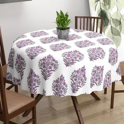 Trance Home Linen Mauve Cotton 4-Seater Table Cover-27