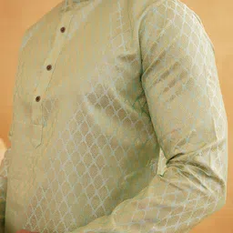 SOJANYA Men Regular Thread Work Kurta with Churidar image 4