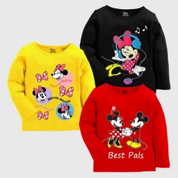 Disney By Miss and Chief Girls 3 Mickey Mouse Printed Raw Edge T-shirt-image-95