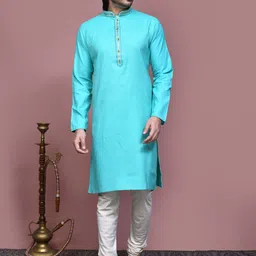 RANAK Striped Mandarin Collar Long Sleeves Regular Straight Kurta-image-46