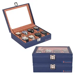 Kuber Industries 3-Pcs Navy Blue 8 Slots Wrist Watch Organizer Box-30