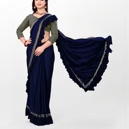 HARIOM FASHION Paisley Print and Ruffled Border Saree-picture-17