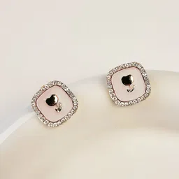 Krelin Gold-Plated Crystals Studded Square Shaped Studs-9