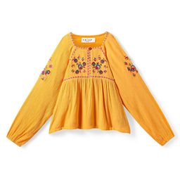 ARIAS By LARA DUTTA Girls Floral Embroidered Cotton Top-image-89