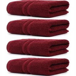 ZAHYA 4Pcs Maroon Self Designed Hand Towels-28