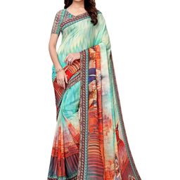KALINI Digital Printed Saree with Matching Blouse Piece-image-14