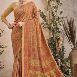 Reboot Fashions Floral Pure Crepe Saree-image-94