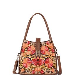 EVEDA Floral Embroidered Structured Handbag With Detachable Sling Strap-13