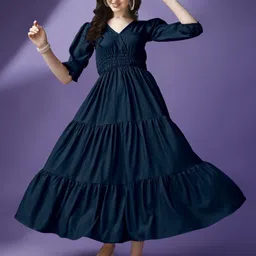 Jash Creation Women V-Neck Fit & Flare Maxi Dress-image-35