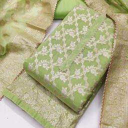TAVAS Floral Woven Design Gotta Patti Jacquard Unstitched Dress Material-image-81