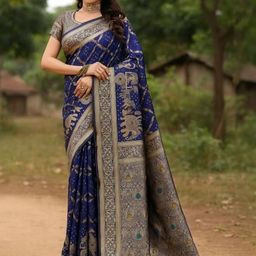 Moda Rapido Women Navy Blue Sarees-picture-15