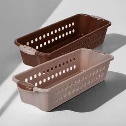 Kuber Industries Peach-Coloured Set of 2 Regular Tote Basket Organisers-8