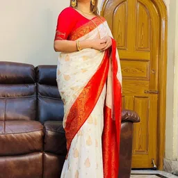 all about you Ethnic Motifs Printed Zari Pure Silk Banarasi Saree-80