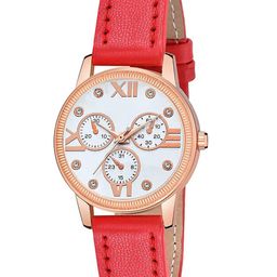 CSAMON Women Patterned Dial & Straps Analogue Watch C25RG_WH Mina RED Leather_F-image-22