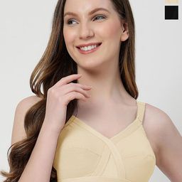 LILY Pack of 2 Solid Non Padded Full Coverage All Day Comfort Cotton Minimizer Bra-16