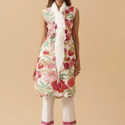 Sangria Floral Printed Straight Kurta Trousers With Dupatta-picture-15