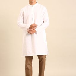 Linen Club Mandarin Collar Linen Kurta-image-4