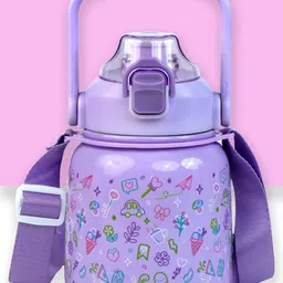 Little Surprise Box LLP Purple & Green Single Stainless Steel Printed Single Wall Vacuum Water Bottle-18