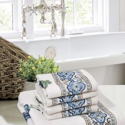 BLOCKS OF INDIA Set Of 5 Printed Pure Cotton 210 GSM Towel Set-17